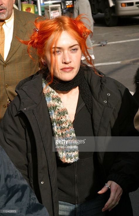 Kate Winslet during Jim Carrey and Kate Winslet On Location for 'Eternal Sunshine of the Spotless Mind' - New York at Manhattan in New York City, New York, United States. Eternal Sunshine Of The Spotless Mind, Jim Carrey, City New York, Eternal Sunshine, Kate Winslet, Orange Hair, Manhattan, York City, New York City