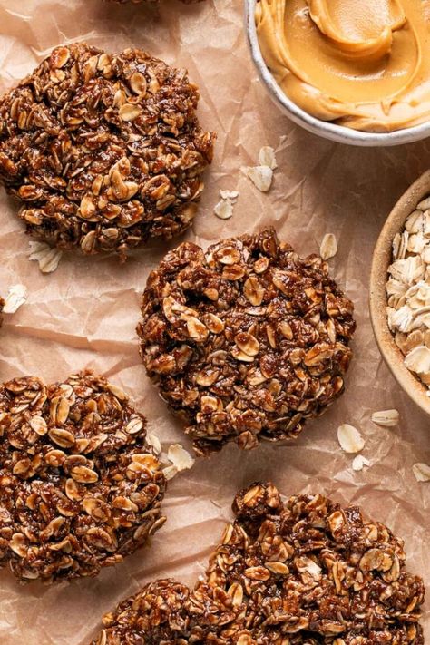 No Bake Chocolate Peanut Butter Protein Cookies Recipe High Protein No Bake Cookies, No Bake Cookie Protein Balls, Peanut Protein Powder Recipes, Chocolate Peanut Butter Protein Cookies, Protein Powder Baked Goods, Protein No Bake Cookies, Oat Protein Cookies, No Bake Protein Cookies, Chocolate Protein Recipes