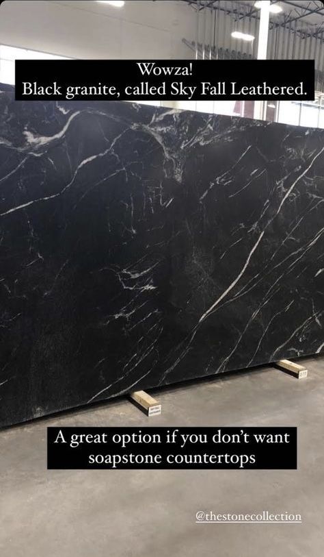 Skyfall Granite Countertops, Black Granite That Looks Like Soapstone, Black Cabinets Gray Countertops, Black Diamond Quartzite Countertops, Black Slate Countertop Kitchen, Countertops 2024 Trends, Dark Gray Granite Countertops, Black Stone Backsplash, Dark Kitchen Backsplash Ideas