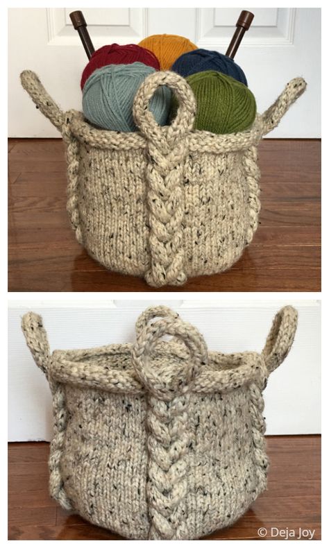 Easy Basket Free Knitting Patterns - Knitting Pattern Knitting Patterns Accessories, Knitted Basket Pattern, Knit Baskets Free Patterns, Useful Knitted Gifts, Best Knit Gifts, Basket Knitting Pattern Free, Knitted Basket Patterns Free, Knitting Quick Projects, Knitted Christmas Gift Bags Free Patterns