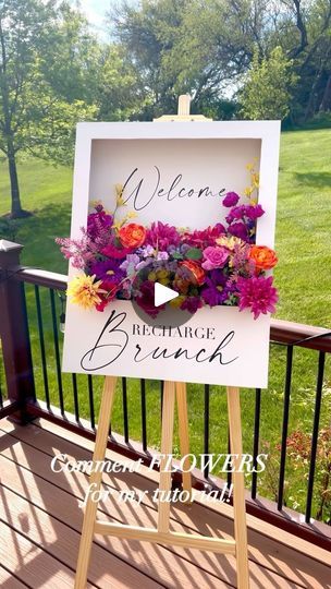 Diy Flower Welcome Sign, Event Signage Design, Garden Party Decorations Diy, Diy Welcome Sign, Diy Wedding Signs, Welcome Sign Diy, Party Rental Ideas, Wedding Shower Food, Floral Welcome Sign