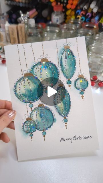 Diy Watercolor Christmas Cards Tutorials, Watercolor Baubles, Christmas Watercolours, Painting Idea For Beginners, Pastel Teal, Painted Christmas Cards, Watercolor Supplies, Fun Christmas Cards, Paint Easy