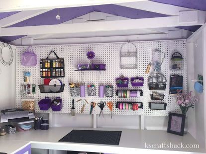 tool shed to craft room, craft rooms, crafts, organizing, outdoor living, repurposing upcycling, storage ideas, Peg board storage wall Craft Shed Ideas, Craft She Shed, She Shed Craft Room, Peg Boards, Pegboard Storage, Shed Office, Small Craft Rooms, Craft Shed, Shed Interior