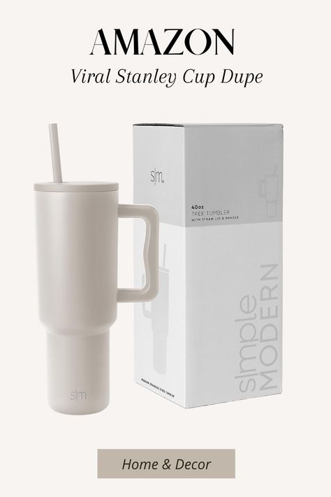 Simple Modern Tumbler With Straw, 40 Oz Tumbler With Handle, 40 Oz Tumbler, Tumbler With Handle, Cute Cups, Insulated Cups, Tumbler With Straw, Simple House, Christmas Wishlist