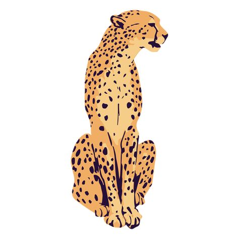 Cheetah animal sitting semi flat PNG Design Sitting Cheetah Tattoo, Cheetah Illustration Drawings, Cheetah Graphic Design, Graphic Tees Design Prints Png, Sitting Cheetah, Cheetah Cartoon, Cheetah Clipart, Graphic Tees Design Prints, Asiatic Cheetah