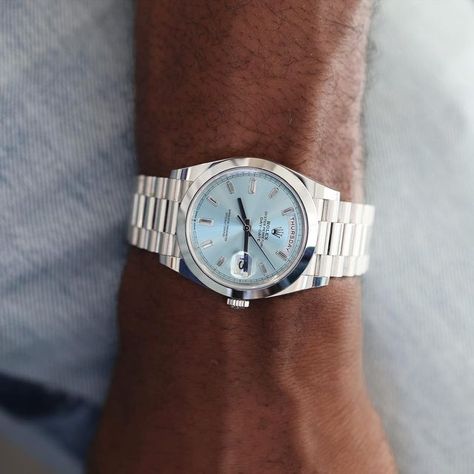 Platinum Watch Men, Men’s Watch, Rolex Blue, Stylish Watches Men, Trendy Watches, Running Watch, Tissot Watches, Diamond Baguette, Premium Watches