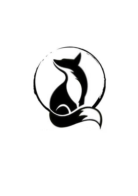 Tiny Fox Tattoo Simple, Kitsune Silhouette, Fox And Cat Tattoo, Fox Silhouette Tattoo, Fox And Moon Tattoo, Fox Logo Design Ideas, Small Fox Tattoos For Women, Fox Drawing Tattoo, Simple Fox Tattoo