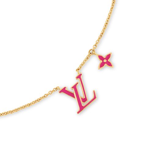 LOUIS VUITTON® - Lv Iconic Enamel Necklace - Fuchsia Louis Vuitton Jewellery, Tiffany Jewelry Necklace, Initials Pendant, Feminine Necklace, Preppy Jewelry, Ultra Feminine, Jewelry Accessories Ideas, Luxury Necklace, Enamel Necklaces