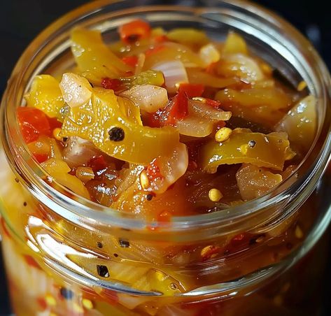 Pickled Pepper and Onion Relish Pickled Onion Relish, Canning Green Peppers And Onions, Pepper Relish Canning Recipes, Pickled Peppers And Onions, Canning Bell Peppers And Onions, Pepper Relish Recipe Easy, Pickled Pepper And Onion Relish, Pepper And Onion Relish Recipes, Sweet Pepper Relish Recipe Canning