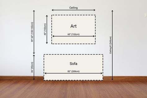 Interior Design 101: How To Hang Pictures | Wall Art Prints How High To Hang Picture Over Bed, Wall Art Behind Couch Ideas, Hanging Pictures Behind Couch, Picture Height On Wall, How High To Hang Pictures Above Couch, Art Over Console Table, Pictures Behind Couch, Pictures Above Couch, Wall Art Behind Couch