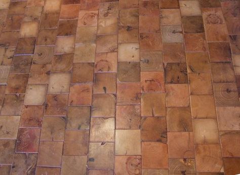 Create a classy looking floor on a budget with end grain wood tiles. Wood Tile Flooring, End Grain Flooring, Wood Block Flooring, Museum Flooring, Wood Floors Wide Plank, Wood Tile Floors, Brick Flooring, Wood Siding, Tile Flooring