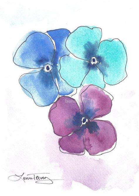 Pansies Watercolor - Looseness defined by ink outline. Note the different color drop in patches. Watercolor Pansies, Watercolor Paintings For Beginners, Watercolor Paintings Easy, 수채화 그림, Watercolor Flowers Paintings, Easy Watercolor, Watercolor Inspiration, Watercolor Techniques, Watercolor Cards