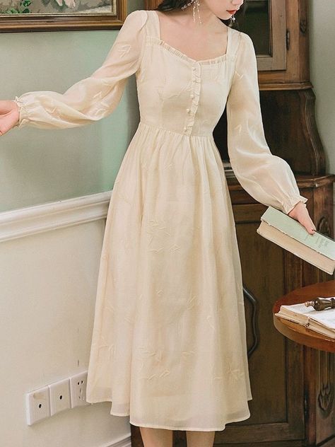 Light Academia Clothes, Cottagecore Dresses, Cottagecore Clothes, Old Fashion Dresses, Frock Design, Light Academia, Mode Vintage, Looks Vintage, Womens Midi Dresses