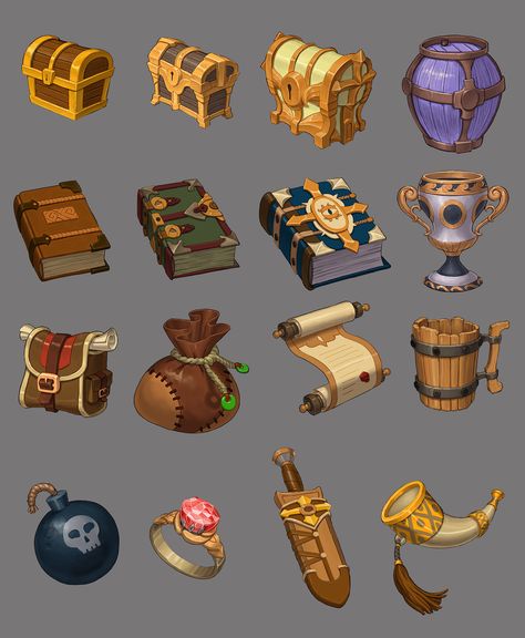 ArtStation - Items design, Donghun Lee Prop Sheet Concept Art, Fantasy Items Design, Props Design Concept, Game Props Concept Art, Rpg Game Design, Pirate Props, Idle Game, Props Design, Props Concept