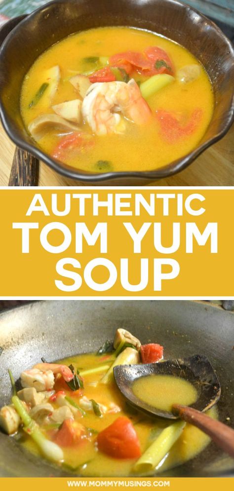 Tom Yum Soup - This authentic Tom Yum Soup recipe came straight from Thailand and is the perfect balance of hot and sour flavors #tomyumsoup #souprecipes #thairecipes #soup Tom Yum Soup Recipe, Thai Tom Yum Soup, Asian Soup Recipes, Tom Yum Soup, Thai Soup, Hot And Sour Soup, Tom Yum, Thailand Food, Sour Soup