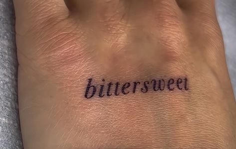 Bittersweet Tattoo Words, Icon Tattoo Word, Pretty Word Tattoos, Arm Phrase Tattoo, Let The Light In Tattoo, Bold Tattoo Fonts, Fine Line Tattoo Fonts, Stay Soft Tattoo, Bittersweet Tattoo