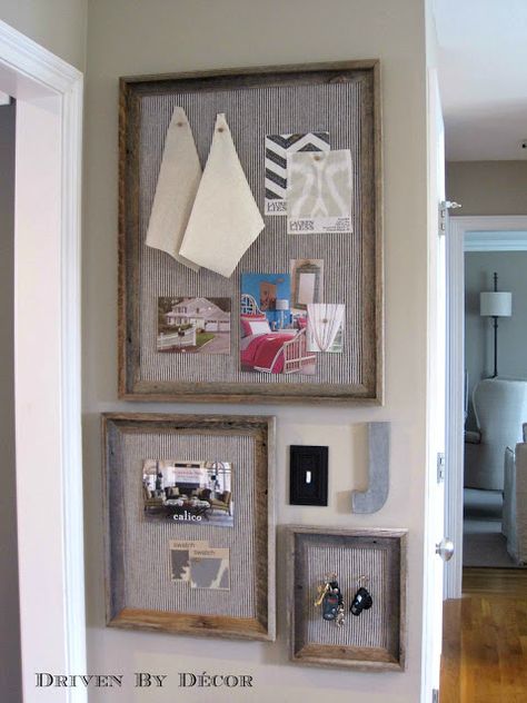 Pinboard Diy, Pinboard Ideas, Pin Board Ideas, Barnwood Frames, Diy Restoration Hardware, Diy Bulletin Board, Diy Cork Board, Headboard Diy, Diy Cork