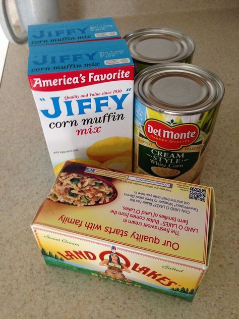 Many have asked for my sweet corn cake recipe so I thought I’d put it up here so you can make it too. It’s embarrassingly simple. 1 box Jiffy Corn muffin mix, 1 can of creamed corn, 1 stick of melted butter. Mix together and bake at 425 for 30 minutes. I double, triple and quadruple the … 3 Ingredient Jiffy Cornbread, Jiffy Corn Cakes Recipe, Easy Mexican Sweet Corn Cake, Mexican Corn Pudding Recipe, El Toritos Cornbread, Mexican Corn Cake Jiffy, Jiffy Corn Cake, Cornbread Cake Recipe Jiffy, Corn Cakes Recipe Jiffy