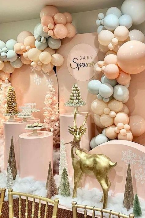 Winter Baby Birthday Party, January Baby Shower Themes, Winter Baby Birthday, Baby Shower Winter Wonderland, December Baby Shower Ideas, January Baby Shower, February Baby Showers, Winter Wonderland Birthday Party, Winter Baby Shower Themes