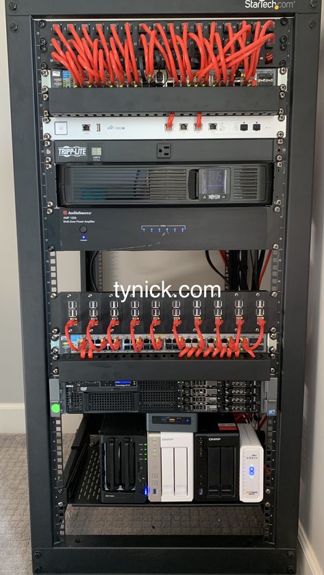 My Humble Homelab (With Raspberry Pi Rack) - tynick.com | AWS, Linux, Raspberry Pi, and Home Automation Homelab Server, Home Networking Setup, Home Server Rack, Industrial Design Diy, Computer Rack, Data Center Design, Network Rack, Diy Rack, Home Lab