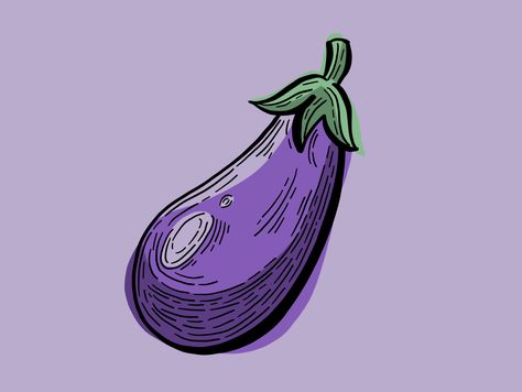 Eggplant Illustration by Hoot Design Studio Eggplant Illustration, Vegetable Drawing, Drawing Line Art, Vegetable Illustration, Editorial Art, Illustrator Art, Food Projects, Art Food, Drawn Illustration