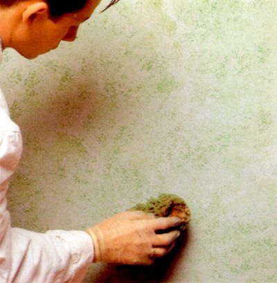 Dense One-Coat Sponge Painting Technique Sponge Painting Ideas, Sponge Painting Walls, Painting Bathroom Walls, Painting Walls, Sponging, Sponge Painting, In Other Words, Kitchen Tiles Backsplash, Painting Bathroom