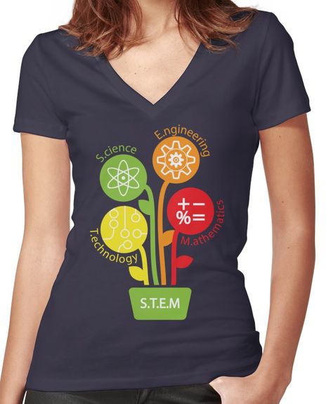 STEM: Science Technology Engineering Mathematics Shirts: Best Teacher Women's Fitted V-Neck T-Shirt Engineering Mathematics, Teacher Attire, Pto Ideas, Women Scientists, Engineering Science, Science Shirts, Science Lover, Teachers Pet, Stem Science