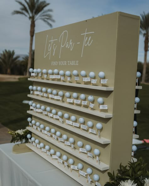 Find your spot on the green! 🏌️‍♀️💖 Golf Themed Wedding Seating Chart, Wedding On A Golf Course, Golf Themed Seating Chart, Classic Seating Chart, Golf Wedding Seating Chart, Golf Ball Seating Chart, Golf Seating Chart, Golf Course Wedding Reception, Golf Event Decor