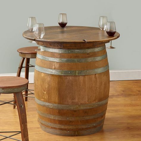 Finished Full Wine Barrel With Table Top Beer Barrel Table, Tonneau Bar, Barrel Tables, Wine Barrel Coffee Table, Wine Barrel Chairs, Whiskey Barrel Table, Wine Barrel Bar, Barrels Diy, Barrel Sink