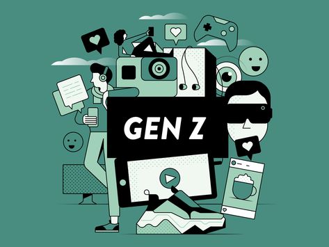 Gen Z by Kemal Sanli Gen Z Posters Aesthetic, Generation Z Illustration, Gen Z Illustration Art, Gen Z Poster Design, Gen Z Background, Gen Z Logo Design, Gen Z Poster, Gen Z Illustration, Generation Z Aesthetic