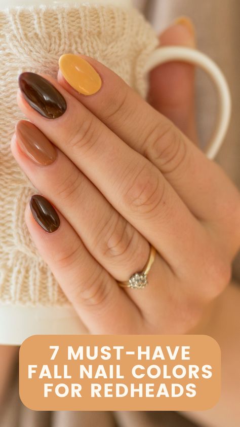 We’ve gathered some of our favorite redhead-approved fall nail colors so you can build your nail polish collection: Nail Color For Redheads, Redhead Nail Colors, Colors For Redheads, Reddish Brown Nail Polish, Fall Polish, Red Heads, Fall Nail Colors, Fall Nail, Nail Polish Collection