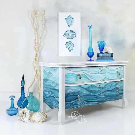 This serpentine lowboy dresser was a custom order I had back in January.The abstract waves were all done with DIY Paint with a touch silver metallic for highlights. You can read an article about my furniture art in @theturquoiseirisjournal when you subscribe here https://www.theturquoiseirisjournal.com/subscribe/ https://etsy.com/shop/scenicroutehwy Order DIY Paint https://diypaint.co/?aff=83 Sideboard Bathroom Vanity, Bathroom Vanity Custom, French Provincial Buffet, Minion Humour, Kraken Art, Beach House Furniture, Hand Painted Dressers, Beach Furniture, Furniture Painting Techniques