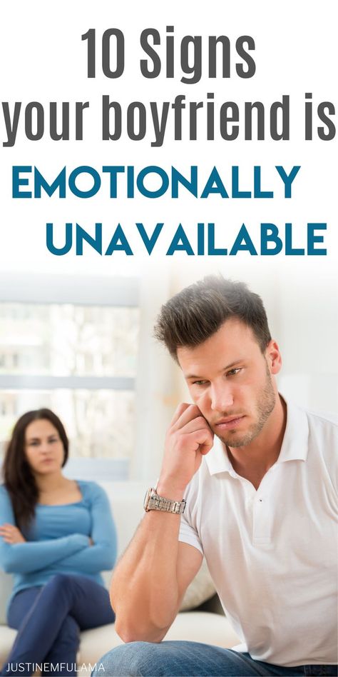 Do you have a hard time connecting emotionally to your boyfriend? In this article I share 10 obvious signs of an emotionally unavailable man. Learn how to deal with an emotionally unavailable guy. #justinemfulama #datingtips #love How To Connect Emotionally, Dating Emotionally Unavailable Men, How To Connect With Your Boyfriend, Emotionally Unavailable Men Signs, Emotionally Disconnected, Emotionally Unavailable Women, Immature Men, Emotionally Unavailable Men, Dating Relationship Advice