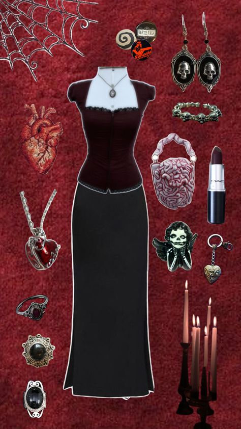 Goth Outfit Inspo, Goth Outfit, Outfit Inspo, Red, Clothes