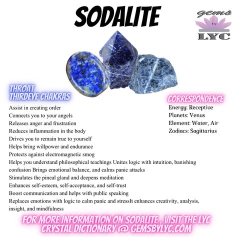 Soladite Crystal Meaning, Soladite Crystal, Sodalite Crystal Meaning, Crystal Dictionary, Crystal Meanings Charts, Sodalite Meaning, Crystal Journal, Crystal Magick, Crystal Information