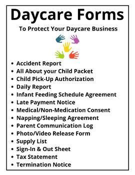 Daycare Forms Bundle Daycare Accident Report Form, Home Daycare Parent Board, Daycare Schedule Template, In Home Daycare Meal Plans, Family Engagement Activities Daycare, Daycare Supply List For Parents, Home Daycare Setup Ideas, Child Care Room Ideas, Parent Information Board Daycare