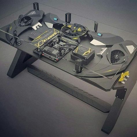 #DIY #computer #gaming #custombuilt #pc #pcbuilds Desk Pc Build, Gaming Coffee Table, Custom Pc Desk, Gamer Room Diy, Pc Gaming Desk, Diy Pc, Diy Computer Desk, Gaming Computer Desk, Gaming Pc Build