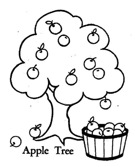 Apple Tree And Fruit Coloring Page Apple Tree Drawing, Vegetable Coloring Pages, Emoji Coloring Pages, Tree Coloring, Christmas Tree Coloring Page, Fruit Coloring Pages, Preschool Coloring Pages, Tree Coloring Page, Vbs Ideas