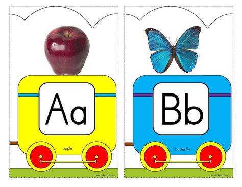 Alphabet Activities and Printables for Preschool and Kindergarten - KIDSPARKZ Alphabet Train Printable, Alphabet Wall Decor, Preschool Theme Activities, Games For Preschool, Preschool Weather, Alphabet Train, Classroom Decor High School, Transportation Preschool, Preschool Activities Toddler