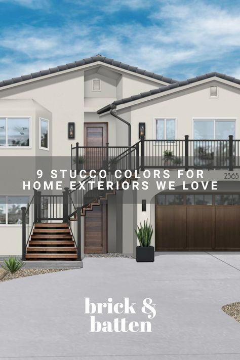 From classic, creamy white to deep charcoal gray, check out our favorite exterior paint colors for stucco homes and let us know which one you like best: https://bit.ly/3Qg2glN Exterior House Colors White And Gray, Exterior House Paint Gray, Lahabra Stucco Colors, Modern Outside House Paint, Modern Exterior Paint Colors For House, Best Stucco Exterior Colors, Outdoor House Paint Colors Modern, 90s Stucco Exterior Update, Exterior House Colors Stucco California