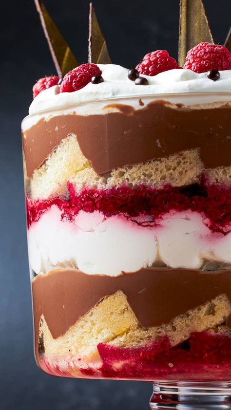 Trifle: The Holiday Showstopper That Checks Every Box | Cook's Illustrated Fruit And Cream, Raspberry Trifle, Holiday Recipies, Chocolate Festival, Chocolate Pack, Big Chocolate, Chocolate Custard, America's Test Kitchen Recipes, Trifle Recipe