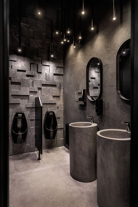 Wash Basin Design, Modern Pedestal Sink, Bathroom Inspo Interior Design, Ukraine 2022, Industrial Toilets, Black Restaurant, Toilet Restaurant, 2022 Picture, Wc Design