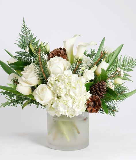 Winter Wonderland | Christmas Flower Delivery, Philadelphia Florist - Robertson's Flowers Hydrangea Christmas Arrangement, Winter Hydrangea Arrangement, Small Winter Floral Arrangements, White Christmas Flower Arrangements, White Winter Floral Arrangements, White Christmas Floral Arrangements, Christmas Bridal Bouquet, Holiday Flower Arrangements, Xmas Flowers