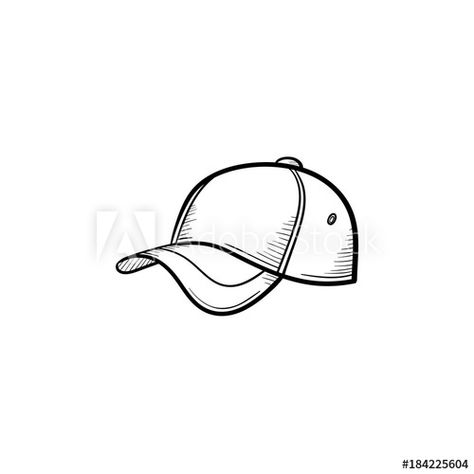 Ball Cap Tattoo, Cap Tattoo Hat, Baseball Hat Tattoo, Baseball Cap Tattoo, Cap Sketch, Hat Outline, Cap Drawing, Nike Cap, Doodle Icon