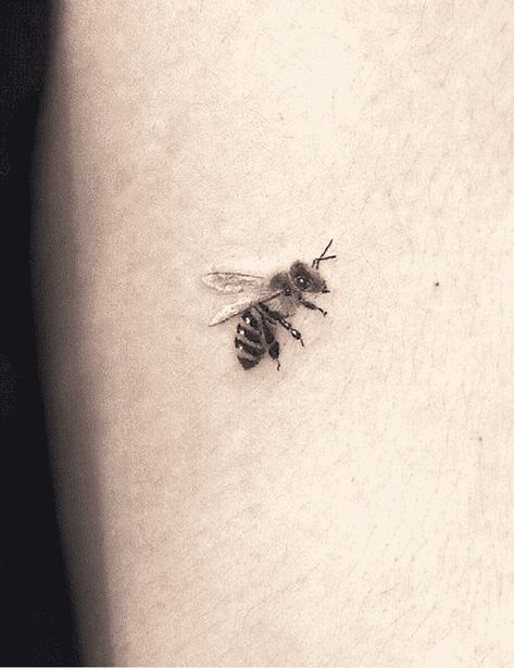 Fine Line Honey Bee Tattoo, Bee Tattoo Meaning, Bee Tattoo Design, Tattoo Bee, Small Bee Tattoo, Bee Tattoos, Honey Bee Tattoo, Bumble Bee Tattoo, Tattoo Themes