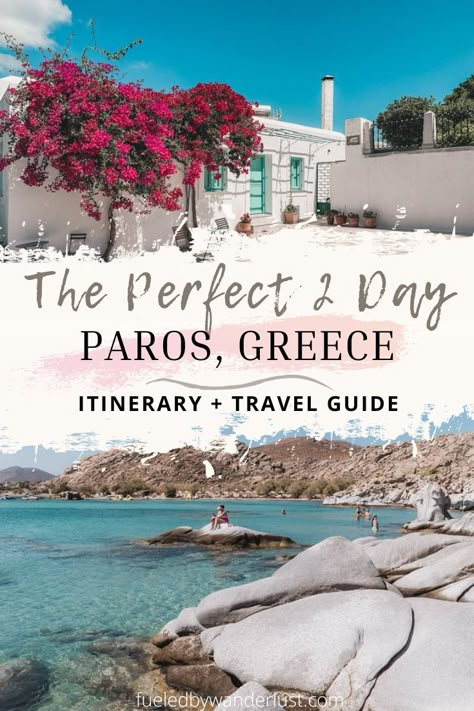 Pink flowers draped over whitewashed building, rocky beach with turquoise clear water Paros Beaches, Pretty Beaches, Places To Visit In Greece, Greek Islands Vacation, Islands In Greece, Greek Island Hopping, Greece Itinerary, Greek Vacation, Paros Island