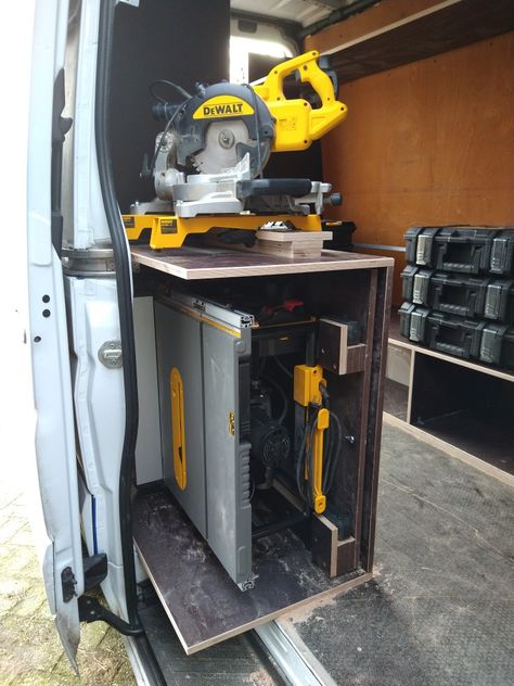 Dewalt van racking Van Organization, Van Racking, Work Van, Enclosed Trailer, Van Storage, Tile Tools, Enclosed Trailers, Work Trucks, Tool Storage Diy