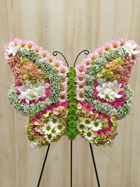 What the caterpillar calls the end of the world the master calls a butterfly.  – Richard Bach Butterfly Floral Arrangements, Butterfly Flower Arrangement, About Butterfly, Sympathy Arrangements, Butterflies Wreath, Memorial Flowers, Cemetery Flowers, Modern Flower Arrangements, Sympathy Flowers