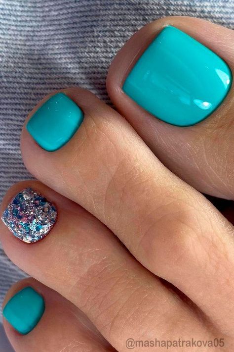 Pedicure Ideas Turquoise, Colorful Toenail Designs, Turquoise Nail Art Designs, Turquoise Toe Nails Designs, Tiffany Blue Pedicure, Toes French Tip Designs, Blue Toe Nails Ideas, Summer Pedicure Designs Toenails Beach Nails, Turquoise Toenails