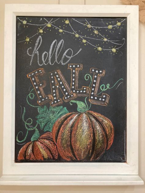 Hello Fall Chalkboard Sign, Fall Themed Chalkboard, Fall Chalkboard Art Autumn, September Chalkboard Ideas, Fall Chalkboard Ideas Easy, Fall Blackboard Ideas, Fall Chalkboard Art Diy, Fall Chalkboard Signs, Fall Dry Erase Board Art